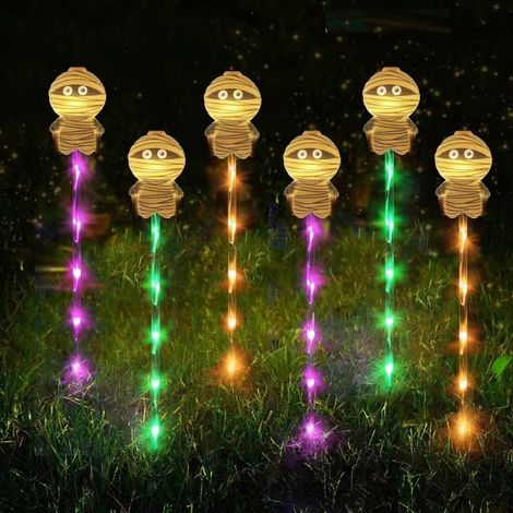 Piquets lumineux LED d'Halloween momie pour jardin extérieur, lampe décorative IP65, commande par bouton, tension 1,2V. DT-40 (1/5)