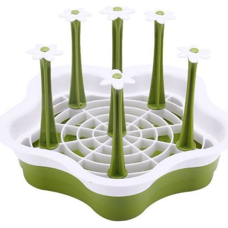 Égouttoir à vaisselle vert en polypropylène pour bouteilles et tasses, à poser sur le plan de travail – (1/5)