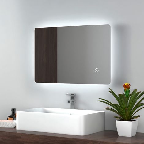 EMKE Illuminated Led Bathroom Mirror with Demister Pad Wall Mounted Dimmable LED Bathroom Mirror, 400x600mm (1/5)