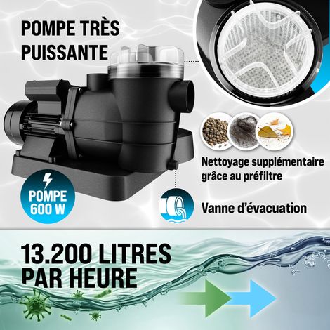 Pompe filtre à sable max. 13.200 L/h avec pré-filtre XXL piscine nettoyage eau