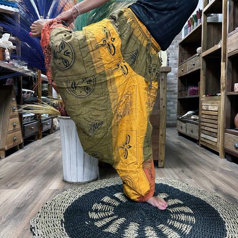 Pantalon de yoga et de festival - Aladdin Himalayan Print sur Orange- Vendu par 1 (1/2)