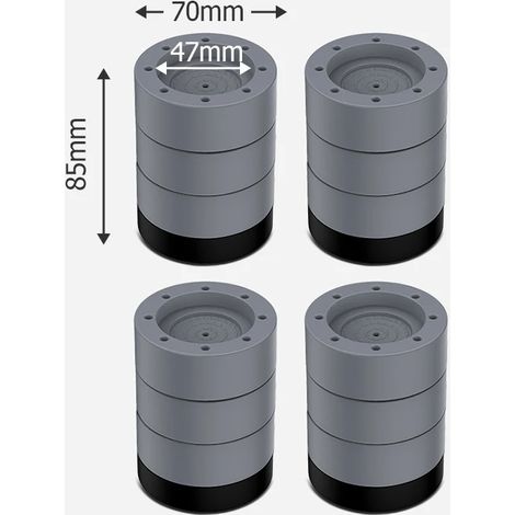 (4 pièces, gris, 85 mm) Patins amortisseurs, pieds pour machine à laver, base antidérapante (1/5)