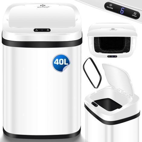 Kesser – Poubelle automatique 40L avec capteur de mouvement – Soft-Close – Acier brossé – Écran LCD tactile – Concept hygiénique (1/5)