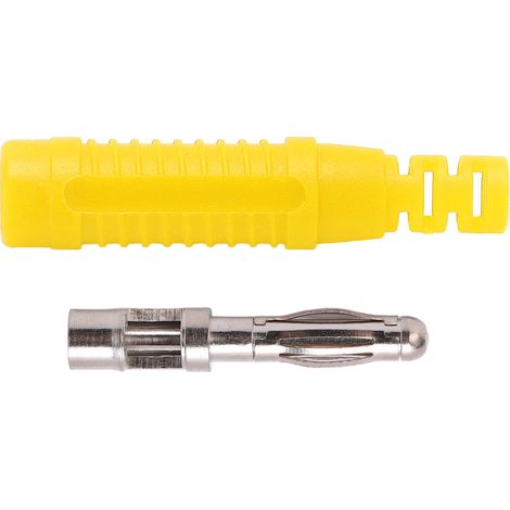 10-teiliges Set Bananenstecker (männlich), 4 mm roter Kupferstecker mit Isoliermantel für Prüfgeräte, gelb (1/5)