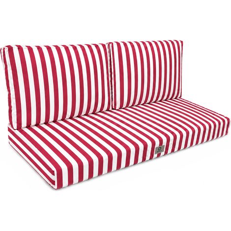 Coussins pour salon de jardin déhoussable 120x60cm Rayure rouge