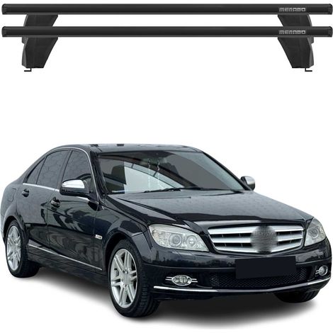 OMAC Dachträger Querträger Alu für Mercedes C Klasse W204 2007-2014 – Abschließbar – T-Nut – City-Crash-getestet – Max. 75 kg Schwarz (1/5)