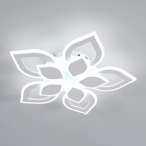 GOECO Plafonnier LED Moderne, 52W 5850LM Luminaire Plafonnier LED Salon, 56CM Blanc Créatif Pétales Design, Acrylique Lampe de Plafond pour Chambre à Coucher Cuisine, Blanc Froid 6500K (1/5)