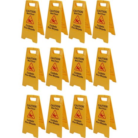 Eosnow 12-teiliges Schild für nassen Boden, faltbar, A-Rahmen, Achtung, Bodenschild aus Kunststoff, 2-seitig, für drinnen und drauen