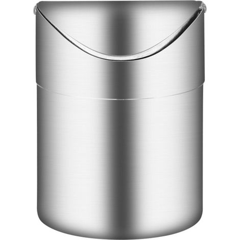 Sollbry 2L en acier inoxydable poubelle de bureau Canapé à papier coulissant pour cuisine Chambre Bureau comptoir (1/4)