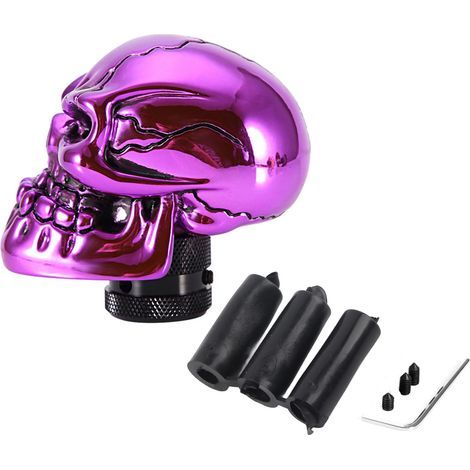 Palanca de cambios Aramox, palanca de cambios modificada con esqueleto de calavera, palanca de cambios universal (morada). (1/5)