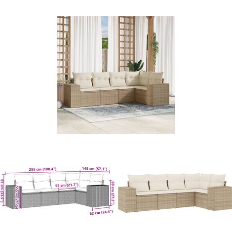 Salon de jardin avec coussins 5 pcs beige résine tressée - Ensemble Salon De Jardin - Meuble Extérieur - Résine Tressée - Rotin Synthétique - Mobilier De Jardin - Home & Living (1/3)