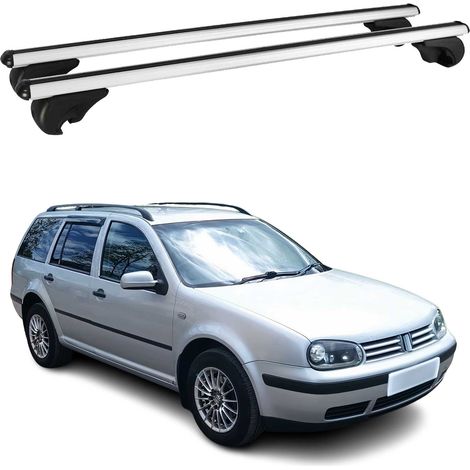 OMAC Aluminium Dachträger Querträger für VW Golf mk4 Variant 1997-2006 – TÜV / DIN 75302:2019 – Abschließbar – Max. 75 kg – 2 Stangen Silber (1/5)
