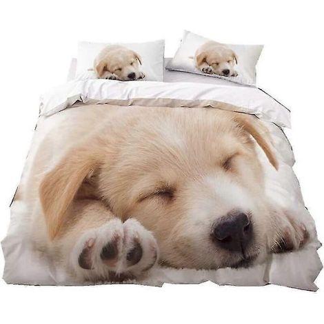 Housse de couette autocollante 3D motif chat et chien, avec housse de couette simple