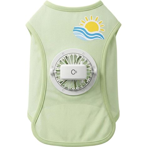 Gilet rafraîchissant pour chiens avec ventilateur intégré – Vêtement pour animaux à trois vitesses – Confortable et frais – Adapté aux chiots et chiens de taille moyenne et petite - Vert taille L (1/5)