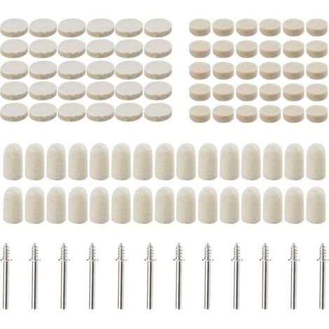 102 Tampons Polissage Feutre Laine Roues Abrasives Accessoires Outils Rotatifs Diamètres 10/13/25mm