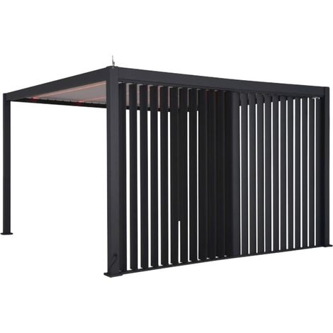 Persienne verticale pour pergola Evora côté 4 m Graphite - Hespéride (1/3)