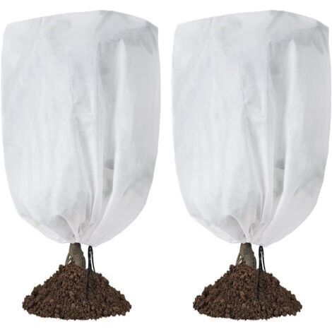 White protective plant cover, 80 cm x 100 cm high, with two frost-resistant drawstring tree covers. (1/5)