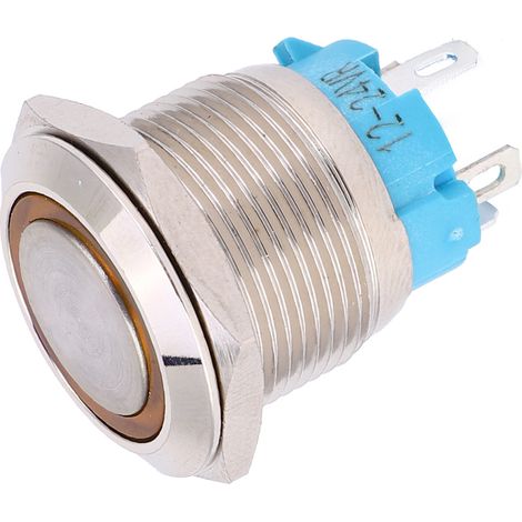 2 Stück 1224VDC 19mm selbstverriegelnder Drucktaster 1NO 4PIN Metalltaster (gelb) (1/5)