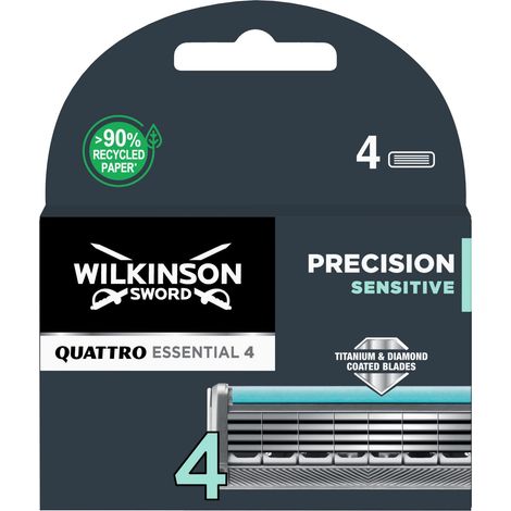 Wilkinson Sword Quattro Titanium Sensitive Blades Titanium Sensitive. 4 pezzi. (1/2)