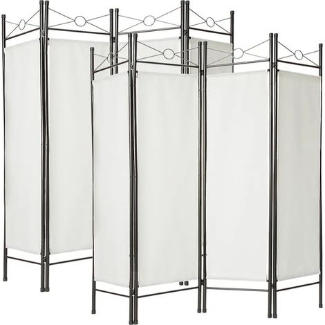 Lot de 2 Paravents 4 pans, Blanc, 180 X 160 cm pour chambre et salle de bains (1/5)