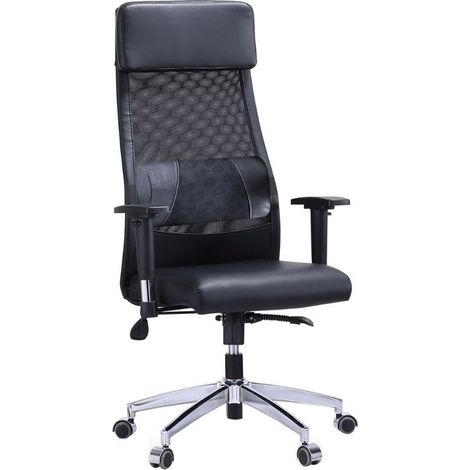 Chaise de bureau Airflow coussin de bureau coussin lombaire hauteur réglable 120-128x65x65 cm COULEUR NOIR (1/3)