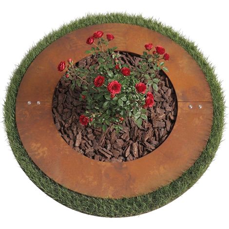 Relaxdays anneau d'arbre, rouille décorative, bordure arbres et arbustes, D 50 cm, anneau plantation, acier Corten brun (1/5)