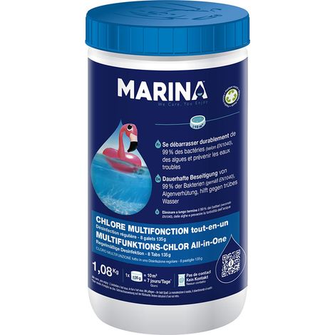Chlore multifonction galets pour piscine jusqu'à 15 m³ 1,08 kg - Marina