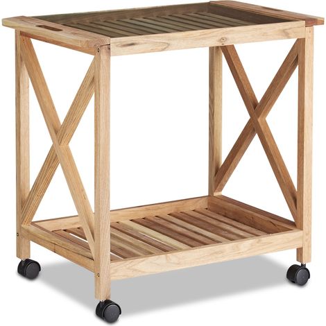 Carrello da cucina mobile con ruote 64,5 x 36 cm pratico spazio di archiviazione stile moderno in legno di noce 130003572