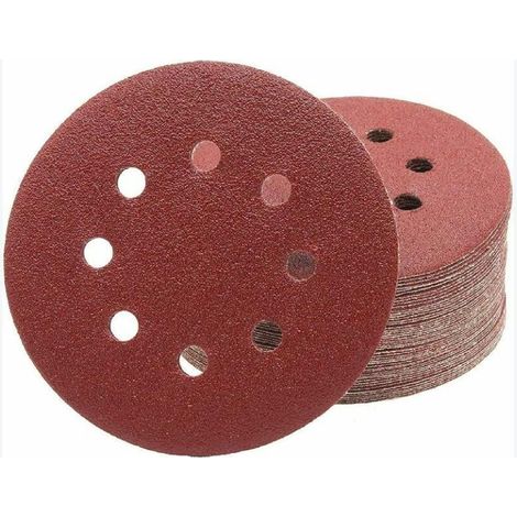 Disques abrasifs professionnels │ 50 pièces │ 8 trous │ Ø 125 mm │ Grain 80 │ Pour ponceuses orbitales aléatoires │ Feuilles abrasives │ Papier abrasif (P80)
