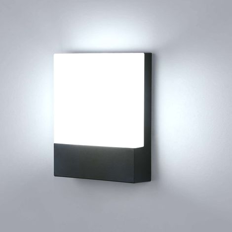 Applique Murale Exterieure 18W LED Lampe Murale Extérieure Imperméable IP65 Luminaire Exterieur Mural Pour Balcon, Jardin, Rue, Garage, Noir (Blanc Froid)