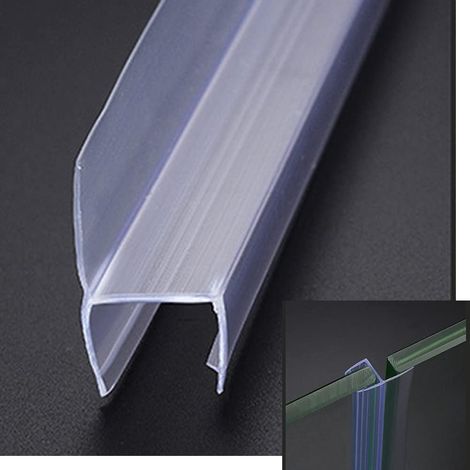 Joint d'étanchéité pour bas de porte en verre, joint étanche en forme de H, 1,1 mètre, pour éviter les fuites de douche, adapté au verre de 8 mm (1/5)
