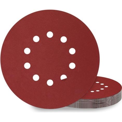 Disques de Ponçage 225 mm 10 Pièces Grain P240 10 Trous Disques Abrasifs 225 mm Ronds Papier Abrasif for Ponceuse (1/5)