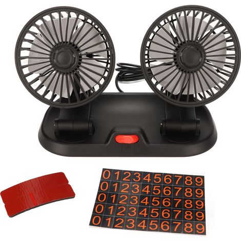 Ventilateur de voiture 5V USB double tête silencieux rotatif 360° portable circulateur d'air pour camion fourgon SUV RV bateau (1/5)