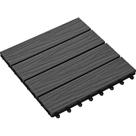 Piastrella per Decking Design 3D 11 pcs Nero 30 x 30 cm WPC vidaXL