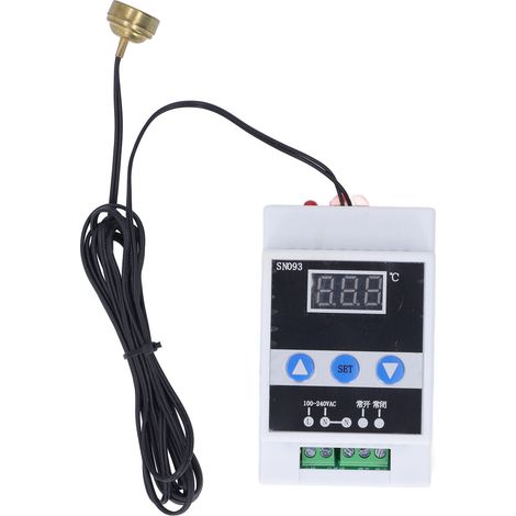 Régulateur de température numérique sur rail DIN, contrôleur solaire 110-240V, interrupteur thermostatique à sonde magnétique chaud-froid, maintien constant, affichage digital. (1/5)