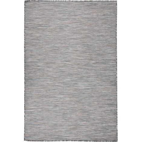 FIMEI Tapis à tissage plat d'extérieur 120x170 cm Marron et noir (1/5)