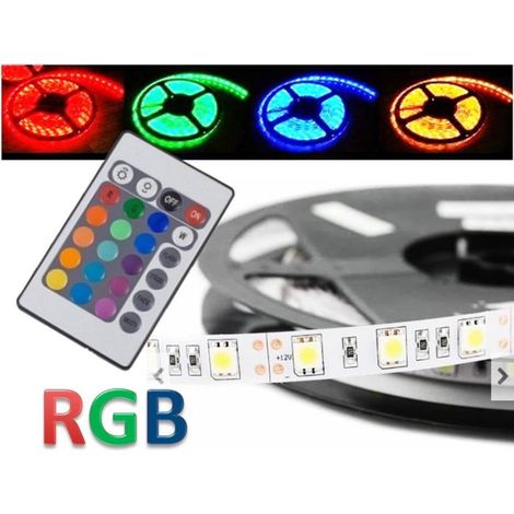 TrAdE Shop Traesio - Strip Smd Bobina Striscia Led 5050 Flessibile 5mt Adesiva Interno Esterno Ip65 - -RGB -