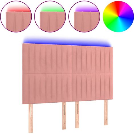 Maison Exclusive - Cabecero con luces LED terciopelo rosa 144x5x1 (1/5)
