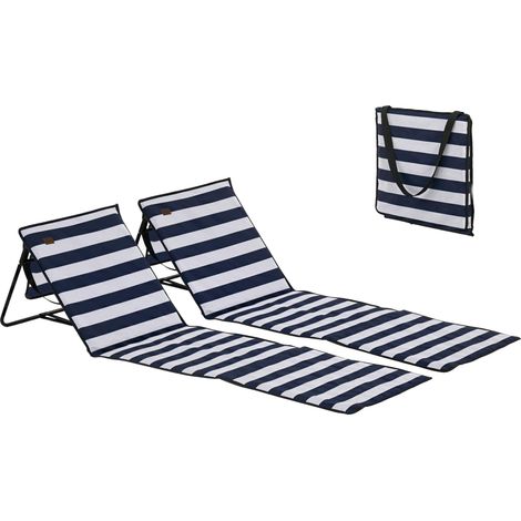 Outsunny Garden Beach Chair Mat, Sun Lounger Seats with Adjustable Back (1/5)