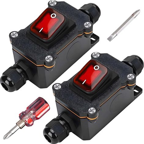 2 Pack 12V 20A Waterproof IP67 Inline Switch with Screwdriver, 12V DPST 4 Pin Cable Switch Waterproof Inline Switch (1/5)