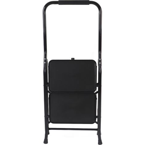 Escabeau Pliant 2 Marches Acier Léger avec Poignée, Tabouret Multifonctionnel Antidérapant à Patins Caoutchouc (1/5)