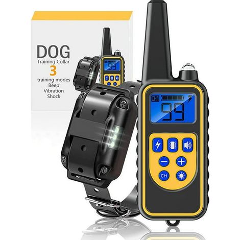 Collier de dressage pour chien avec télécommande, portée de 800 mètres, émetteur sans fil, réglage intensité, étanche, taille ajustable pour petit, moyen et grand chien, contrôle à distance (1/5)