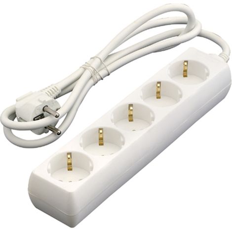 Base Multiple 5 Tomas s/interruptor 1,5m blanco