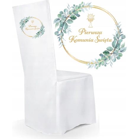 Copertura per la Santa Comunione con decorazione in eucalipto bianco per la sedia della Santa Comunione (1/2)