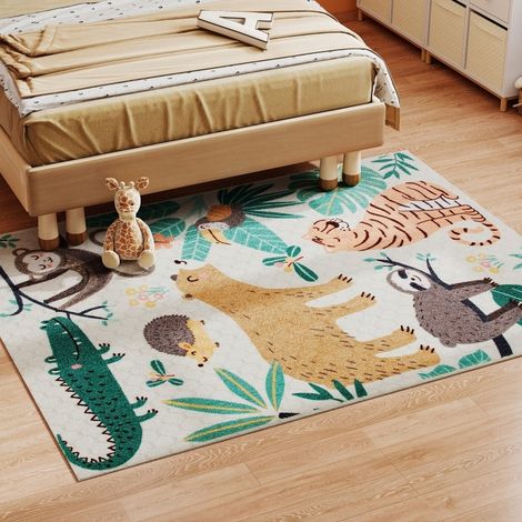 Alfombra polar con motivo jungla 160 x 120 cm, poliéster antideslizante, multicolor DESVIAE (1/5)