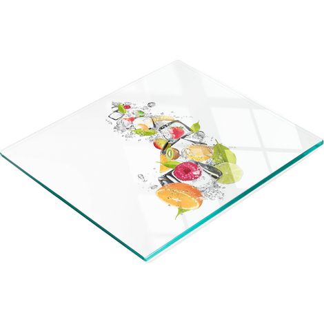 Tabla de cocina de vidrio templado con gr谩ficos decorativos de frutas con hielo, 60x52 cm. (1/5)