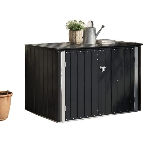 Caja de almacenamiento, construcción metálica, impermeable, negra. (1/5)