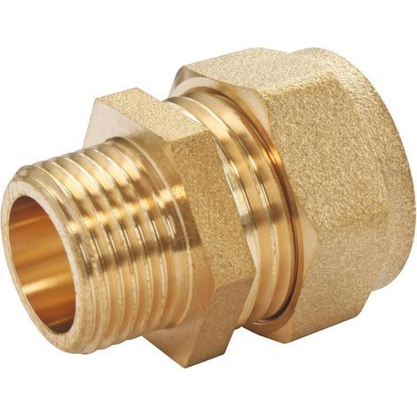 Raccordo a compressione in ottone – 1 pezzo – tubo di rame Ø14 filettatura esterna 20/27 – idraulica, riscaldamento (1/5)