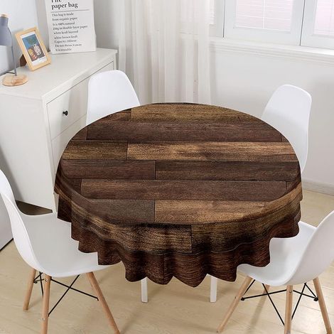 Round Garden Tablecloth, 3D Printed Waterproof Dustproof Rectangle Tablecloth for Kitchen Picnic Party Dining Room (Diameter 120cm, Brown b) (1/5)