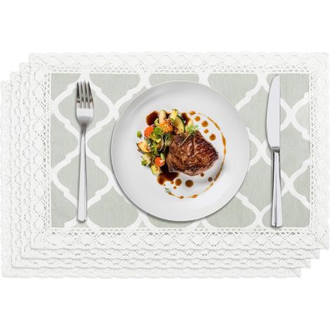 Waschbare und rutschfeste rechteckige Tischsets aus Spitze, 4er-Set, hitzebeständige Tischsets, Küchentischschutz, 50 x 30 cm (1/5)